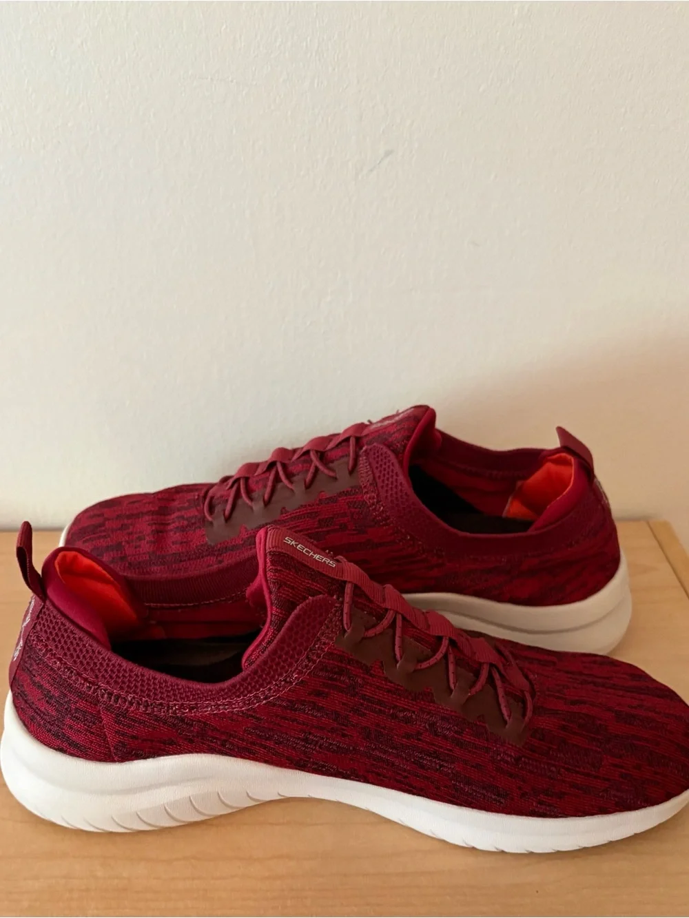 Skechers Men's Ultra Flex Cryptic sneakers in a red and black men’s size 11